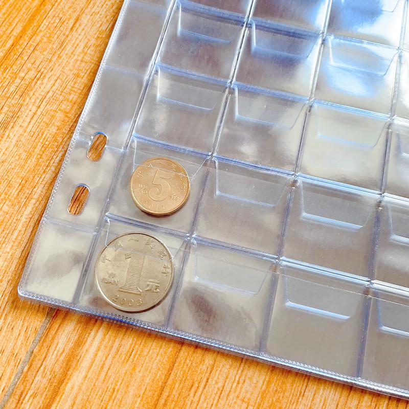 Album Monede Comemorative: Pagini cu 24 de buzunare și 12 buzunare, pagini de rezervă 3x3cm și 4x4.5cm.