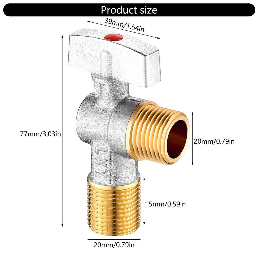 Brass Turn Shutoff Valves 1/2" Connection Heavy Duty Angle Stops Valves Quick Fixing for Water Heater & Sink Faucet
