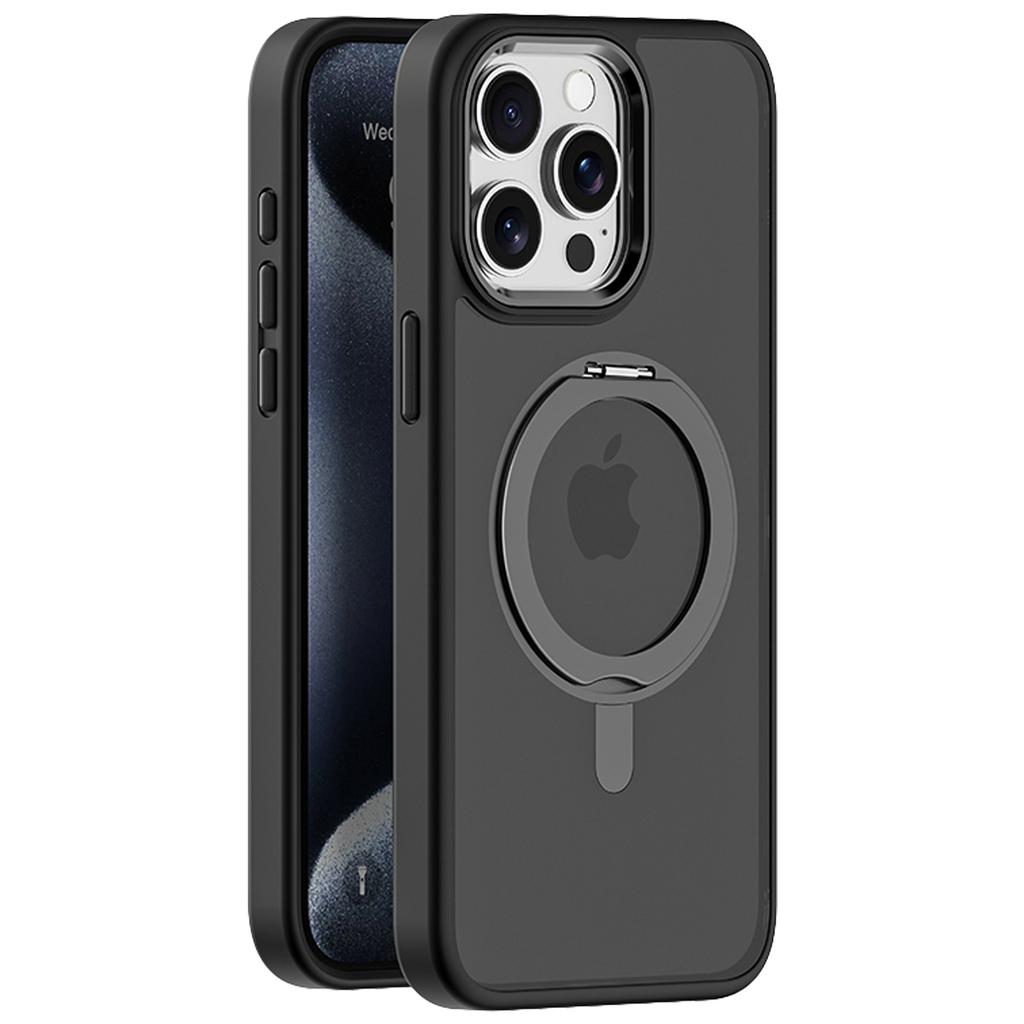 Für iPhone 15 Pro Hülle Magnetischer Ständer TPU+Acryl Handyhülle Hautgefühl