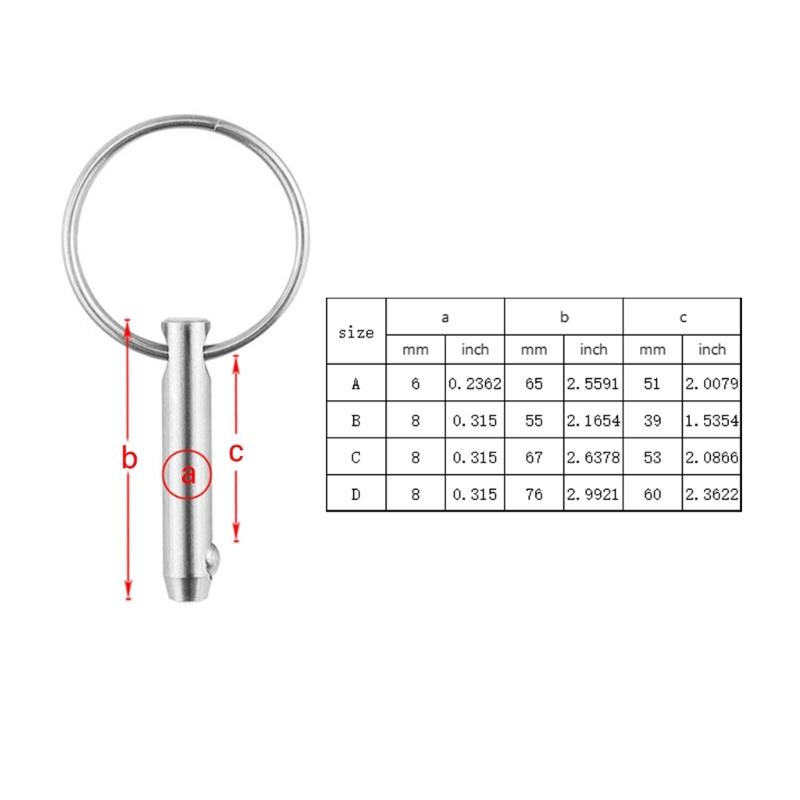 Quick Release Pin Corrosion Resistant 6mm/8mm Diameter Pin Marine Hardware