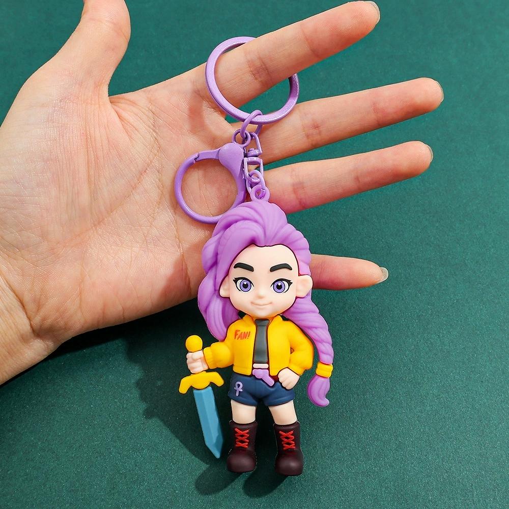 KPOP Demon Hunters Keychain, Tiger Character PVC Figure Keychain, Cute Harajuku Style Key Ring for Kids & Fans Halloween