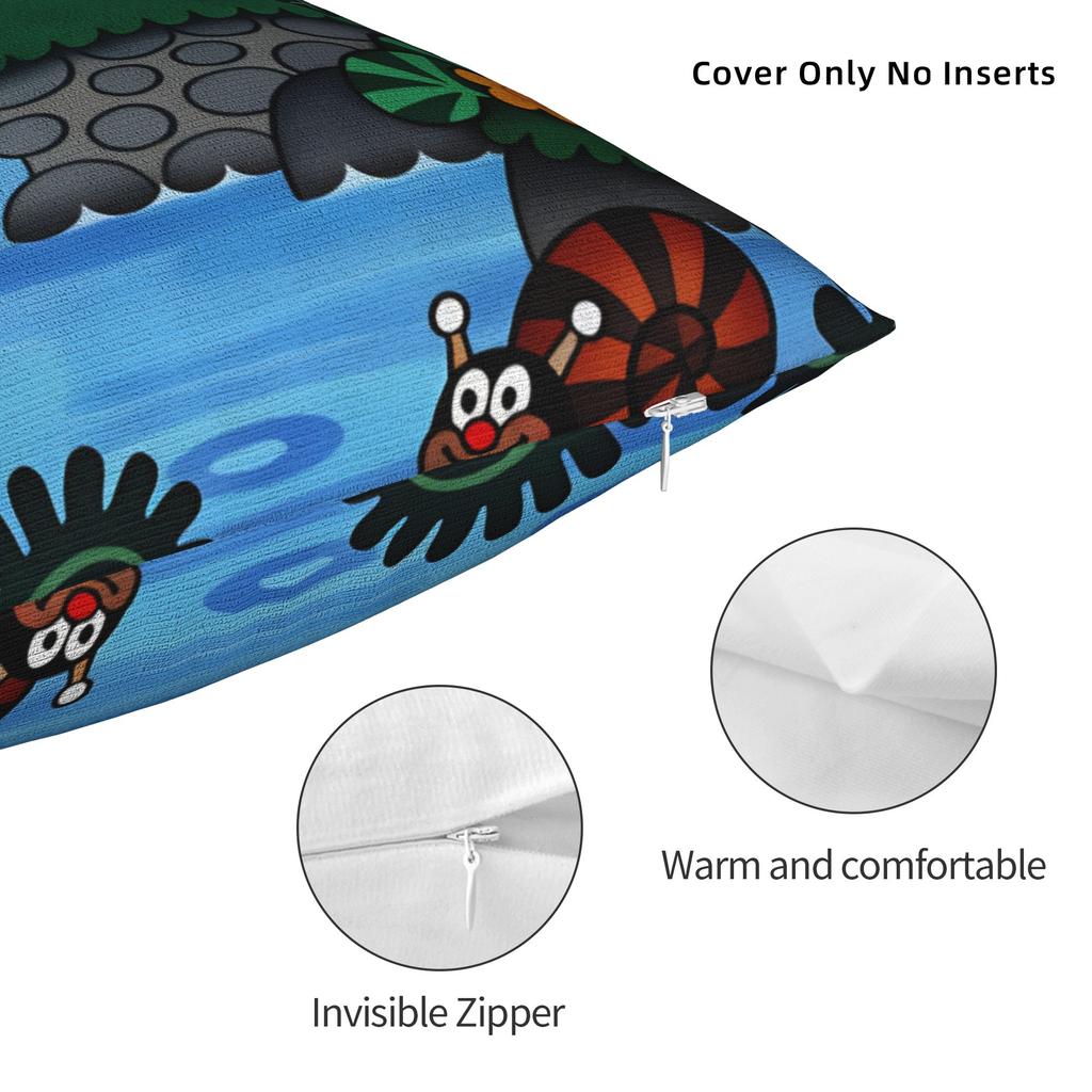 Pillow Case Cute The Little Mole art Soft  Pillow Cover For Sofa Bedroom Home Decor Funny Pillowcases