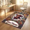 Cow Highland Theme Crystal Velvet Rug Personalized Custom Name Text Soft Floor Mat Home Decor