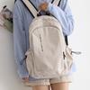 Schoolbag Customized Large Capacity School Bag Women's Lightweight Solid Color Fashion Versatile Junior High School Student Travel Backpack Men