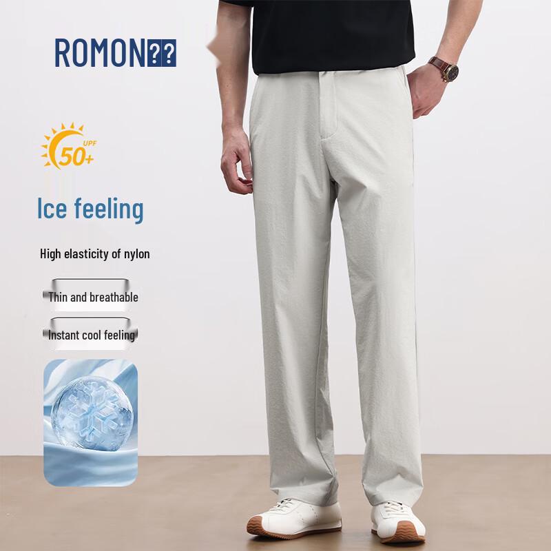ROMON Men s High-Elastic Straight-Leg Casual Pants 3XL