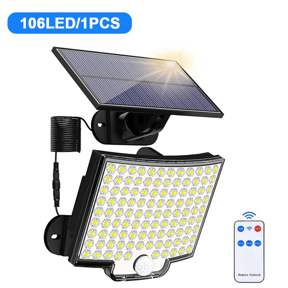 Solarleuchten Außen Wasserdicht 106/234 LED Solar Bewegungssensor Flutlicht 3 Beleuchtungsmodi Solar Sicherheitslicht Garage Zaun