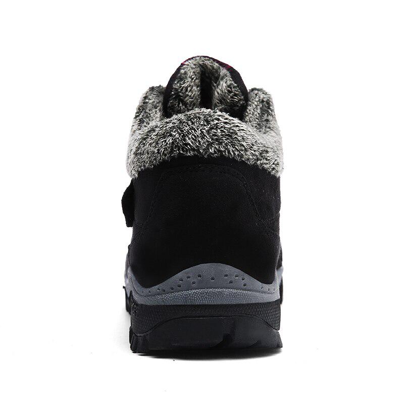 Leather Men Boots Winter with Fur Warm Snow Winter Work Casual Shoes Sneakers High Top Ankle Boots