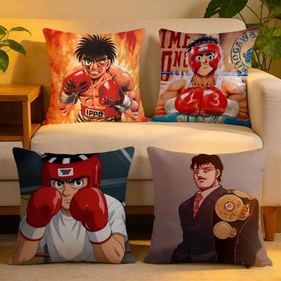 Cushion Cover  Linen  SkinFriendly Soft Decorative Case for Sofa Home Decor Vintage Anime HHajime No Ippo Pillow Cover