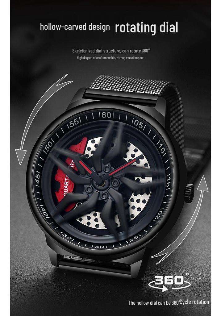 Sanda Men's Quartz Waterproof Mesh Strap Watch | Rotating Wheel Design