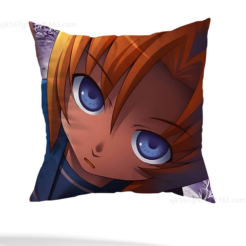Anime Higurashi  Pillow Case Square Double-Sided Printing Short Plush Sofa Cushion Cover Bedroom Bedside Pillow