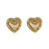 Hip-hop punk style retro double-sided three-dimensional hammer texture love peach heart ear buckle niche simple and versatile