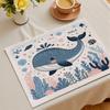 4pc S Cute Male Whale Placemats Kawaii Marine Illustration Washable Table Mats for Kids Dining Nursery Coastal Home Decor