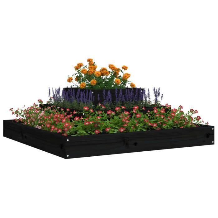 VidaXL Jardinière Noir 80x80x27 cm Bois massif de pin 823868
