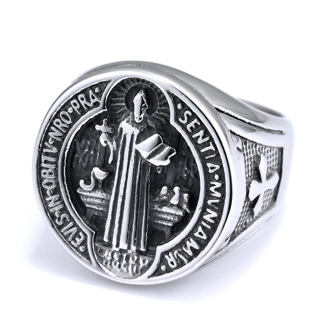 Bague Bouddha en Acier Titane pour Homme et Femme, Acier Inoxydable Mains Jointes en Forme d'Adoration de Bouddha, Bague Bouddha