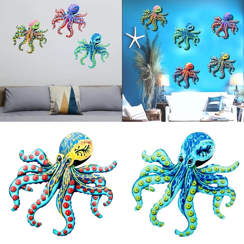 Iron Octopus Wall Decor Artwork for Courtyard Balcony Wall Layouts Landscaping