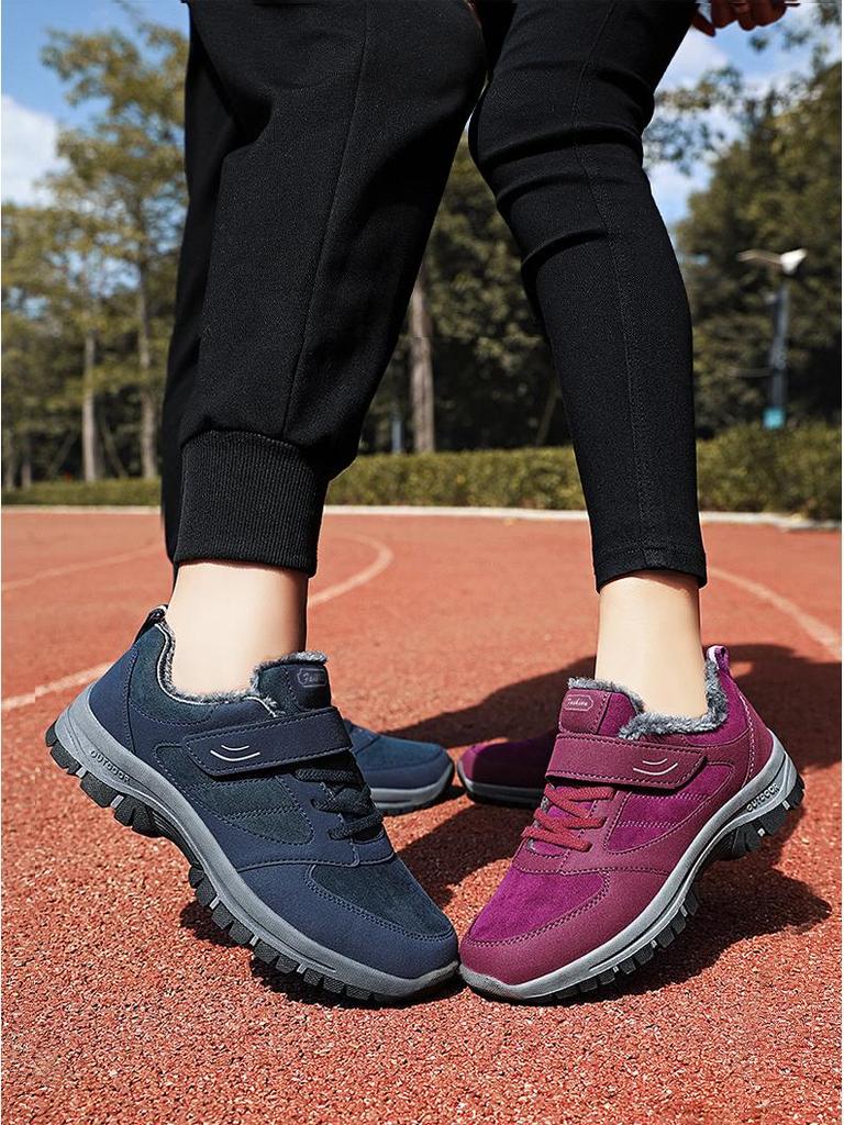 Men's Winter Magic Tape Lace-Free Cotton Boots - Velvet-Lined, Thickened & Warm Walking Snow Boots for Middle-Aged and Elderly