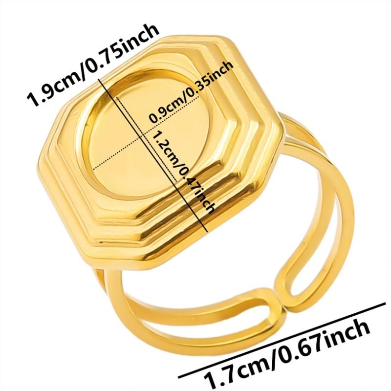 1Pcs Open Adjustable Stainless Steel Heart Sun Leaf Rings Diy Cabochons Silver/Gold Ring For Women Men Handmade Supplies