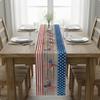 Patriotic Flag Table Runner Printed Pattern Red White and Blue Table Decor Holiday Supply Easy to Clean House Decoration