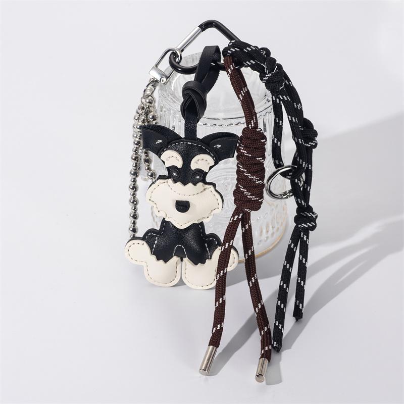 Breloque de Sac Fait Main en Cuir PU Pendentif Chien pour Sac Ornement Suspendu Voiture Dessin Animé Breloque de Sac Accessoires DIY