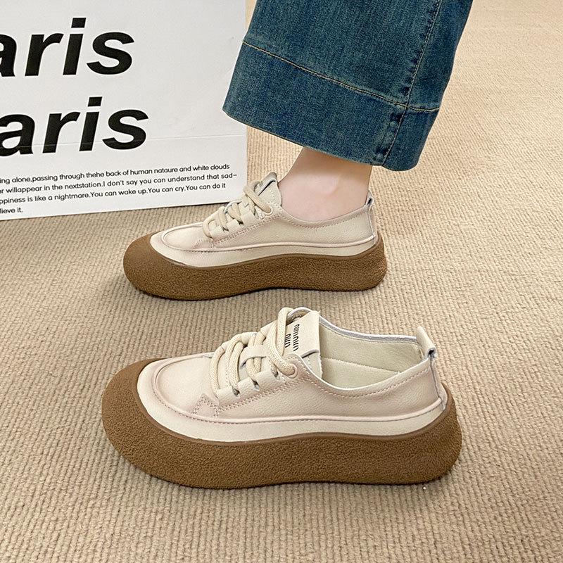 Retro Thick-soled Women's Spring and Autumn New Breathable Versatile Soft-soled Sports and Leisure Board Shoes Women