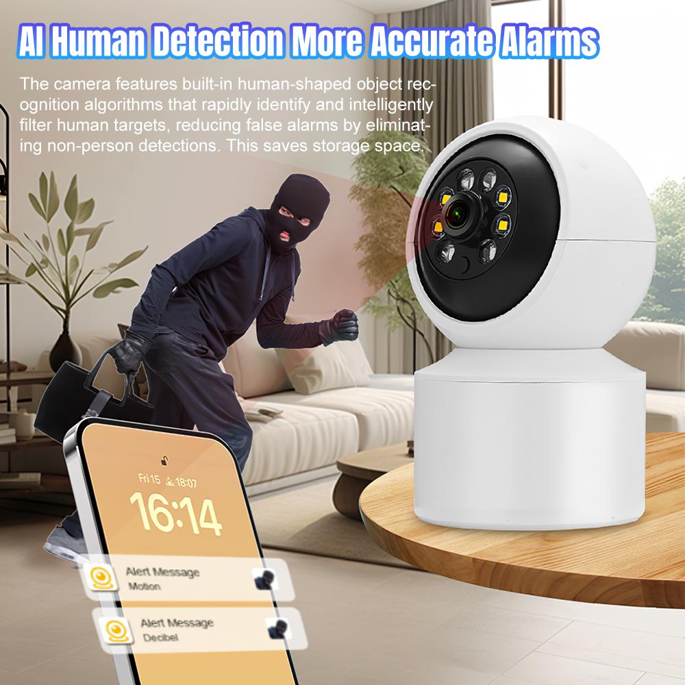 2K Pet Dog Smart Camera with App 2.4GHz WiFi Indoor Security Baby Camera 360° Pan Tilt 2-Way Audio Night Vision Surveillance