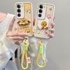KEYSION Cartoon Cute Plush Embroidery Case for VIVO V40 Lite with Lanyard PU Leather Shockproof Phone Cover for VIVO Y200 5G Y19S