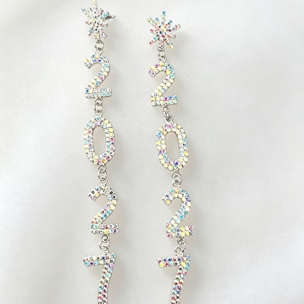 1 Pair/Set Fashion 2027 Digital Earrings 2027 Number Pendant Earrings Celebration Holiday