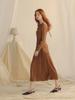 Sinseuden Glow Boat Neck Long Dress (Brown)