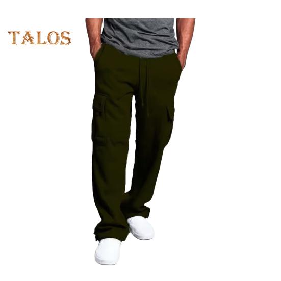 Herr Vår Höst Byxor med Flera Fickor Dragsko Elastisk Midja Vida Ben Plus Size Mjukisbyxor Stretchiga Byxor Enfärgade Lösa Street Style Sport