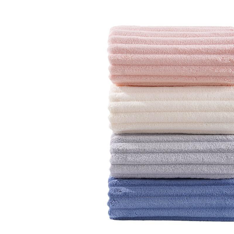 Candy strip fleece towel, enlarged thickened coconut milk strip, coral fleece bath towel, skin-friendly and water-absorbing quick-drying adult beach