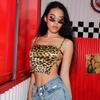 European and American Erotic Underwear Sexy Neck Leopard Print Suspender Shirt