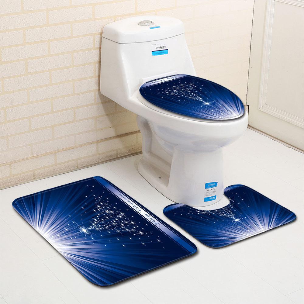 Christmas Bathroom Floor Mat Toilet Three-Piece Set
