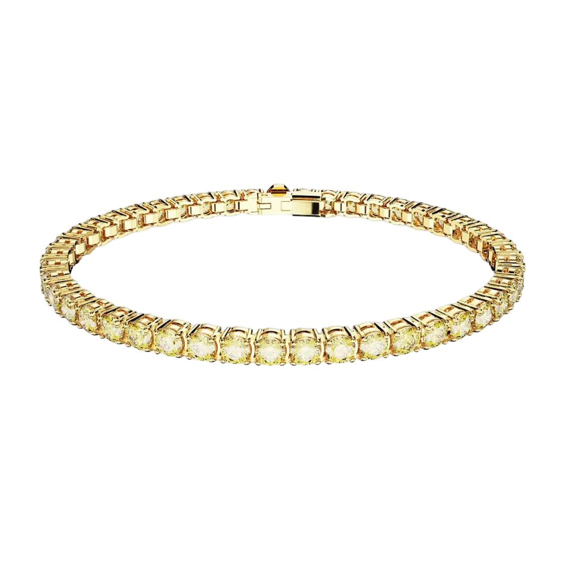 Swarovski Matrix Tennis Cubic Zirconia Bracelets Womens Gold M