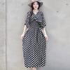 Ethnic Style V-neck Cotton and Silk Short-sleeved French Thai Style Dress for Women's Summer Printing Pastoral Style Skirt for Vacation Wear