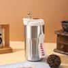 Intelligent Temperature-Indicating Stainless Stee lVacuum cup  Insulated Beverage Cup with Carry Strap