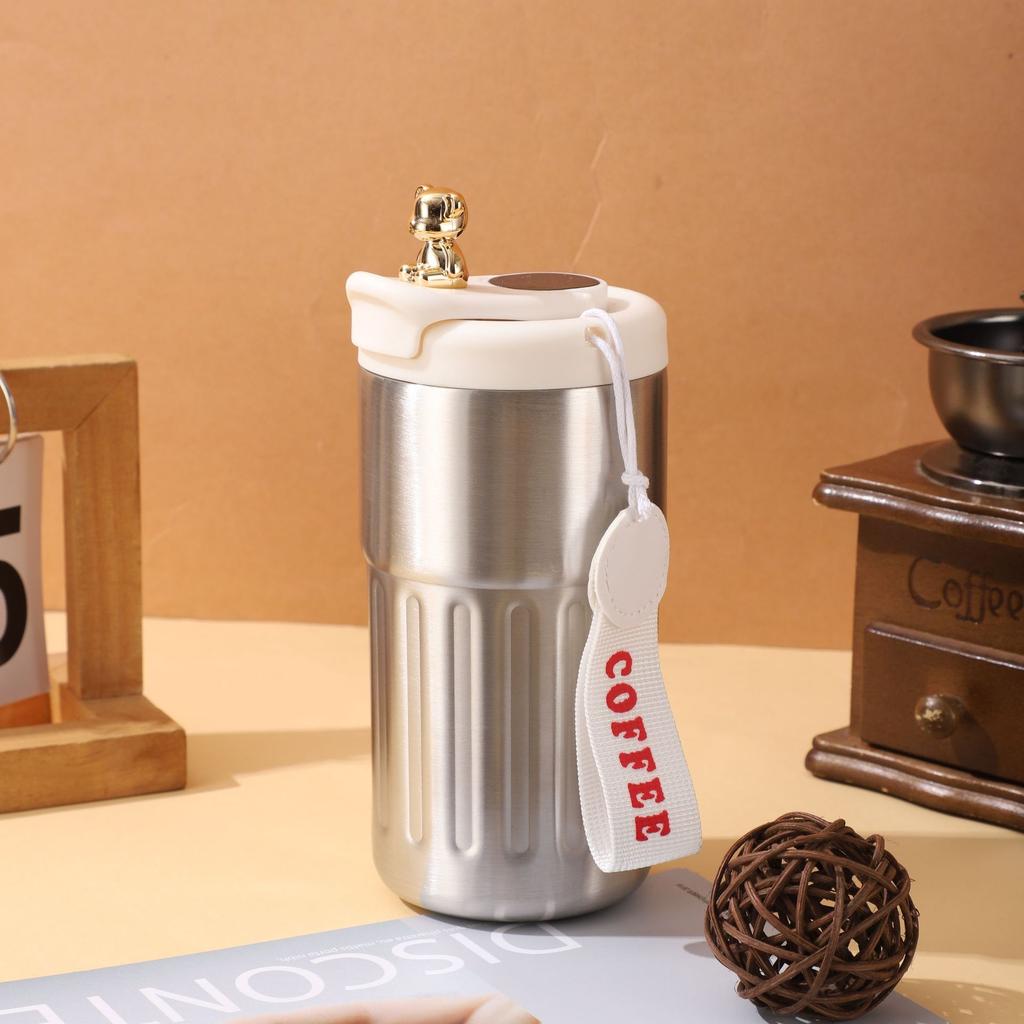 Intelligent Temperature-Indicating Stainless Stee lVacuum cup Insulated Beverage Cup with Carry Strap