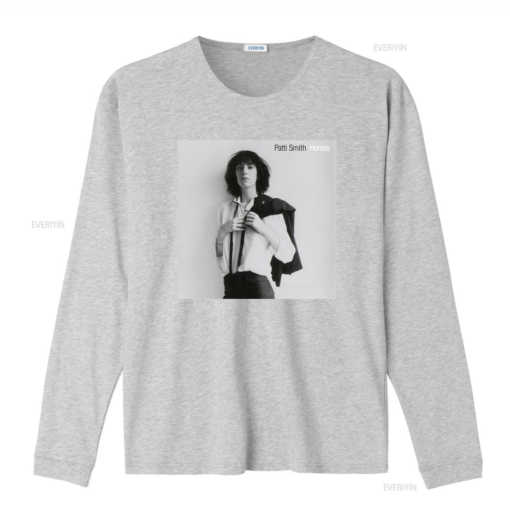 Patti Smith Horses Maglietta in Cotone Stile Donna con Design Iconico vintage Lavata moda Morbida streetwear Traspirante homme