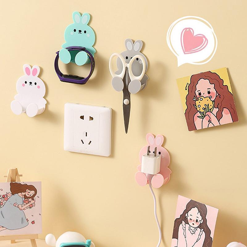 Cartoon-Style No-Drill Socket Storage Rack, Socket Hooks, Seamless Adhesive Hooks, Modern Minimalist Design.