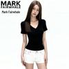 Mark Fairwhale Women's V-Neck Slim Fit Solid Short Sleeve T-Shirt