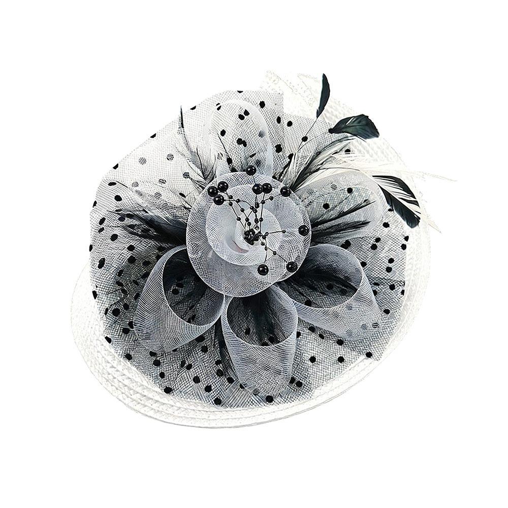Fashion Mesh Ribbons Fascinator Caps Flower Feather Elegant Hair Drop Fascinator Hat Headwear Bridal Wedding