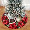Santa Reindeer Christmas Tree Skirt,Round Non‑Slip Floor Mat,Poinsettia Winter Scenery Xmas Carpet for Holiday Home Decor