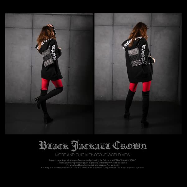 [BLACK JACKALL CROWN] Studded Clutch Bag, 2-Way Design, TH0214