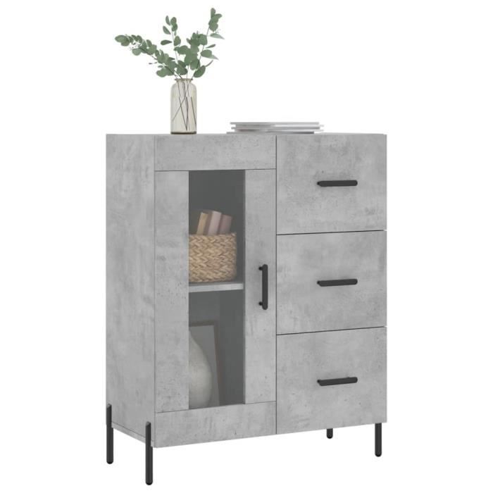 VidaXL Buffet gris béton 69,5x34x90 cm bois d'ingénierie 828056