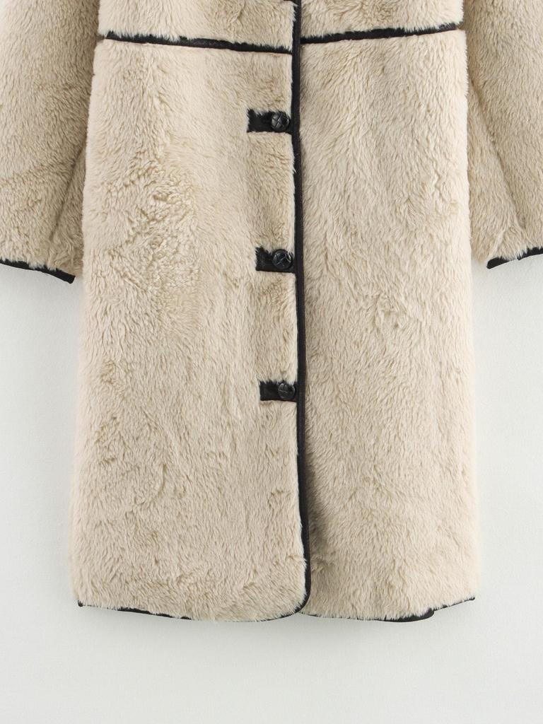 2024 Winter European & American Style Versatile Big Lapel Loose Long Leather and Fur Coat