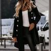 Women's  And Winter Long-Sleeved Suit Collar Double-Breasted Neko Jacket
