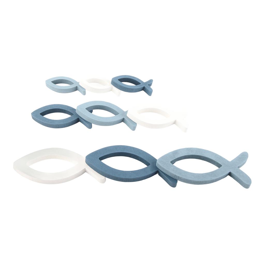 Set di 9 Pezzi di Pesci Decorativi in Legno 3 Misure Pesce Decorazione Battesimo Ragazzo Ragazza Decorazione per Battesimo Comunione e