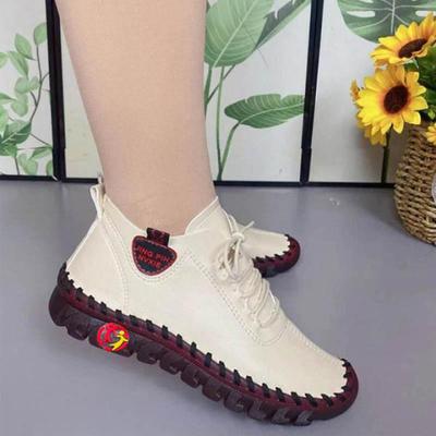 Damesschoenen Platform Loafers Veterschoenen Leren Platte Slip-On Lente Casual Schoenen