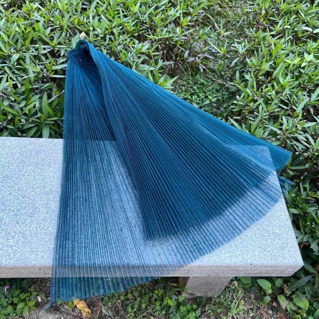 Graduated Designer Handmade Textured Stiff Net Yarn Pleated Fabric