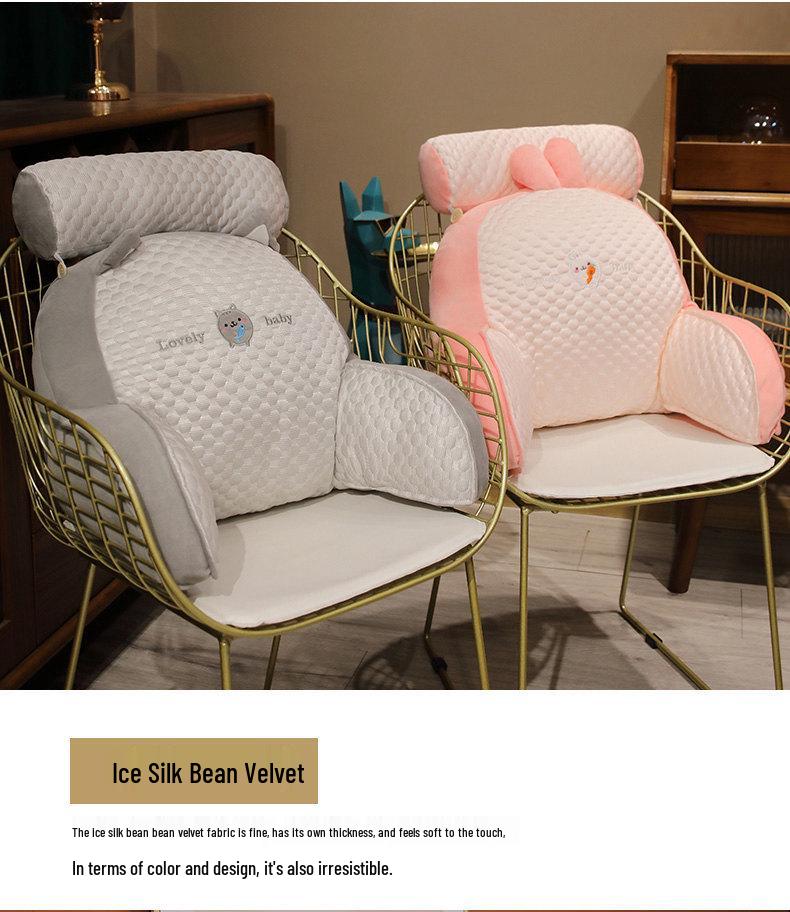 Ice Bean Cartoon Bedside Cushion: Soft Lumbar Support Pillow for Reading and Lounging