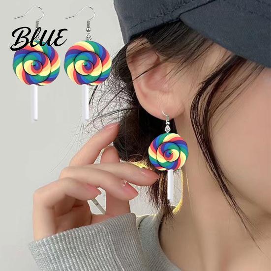 Colorful Festive Earrings 1 Pair Women Hook Rainbow Lollipop Design